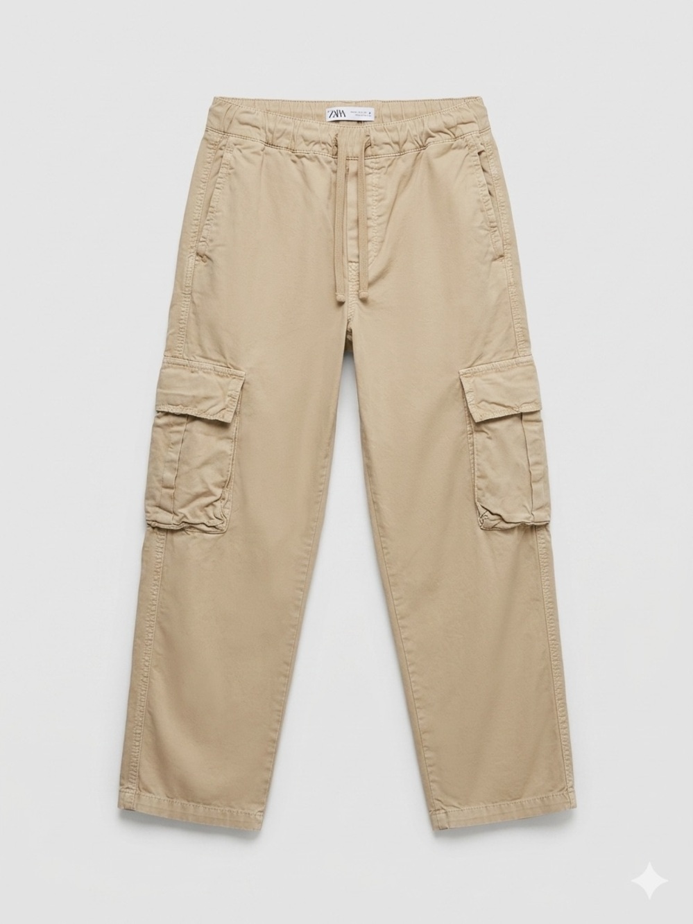 ZARA Kids Beige Cargo Pants, Size 11-12